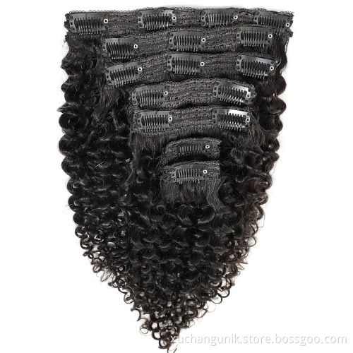 Uniky Hot Sale 100% Human clip in hair extensions for black women 7pcs or 8pcs or 10pcs full head